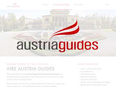 Webseite für Austria Guides Fremdenführer